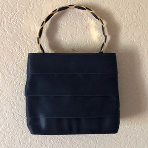 Black satin  Salvatore Ferragamo evening bag